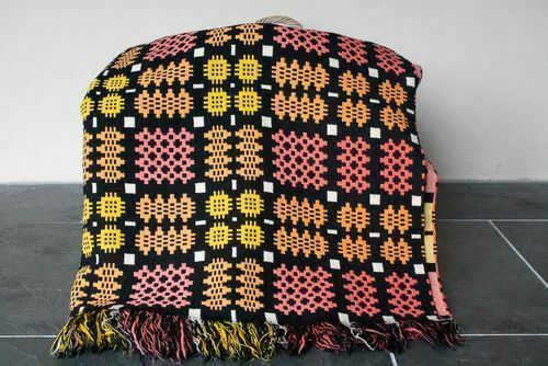 Vintage Welsh Blanket In A Caernarfon Pattern photo Textiles