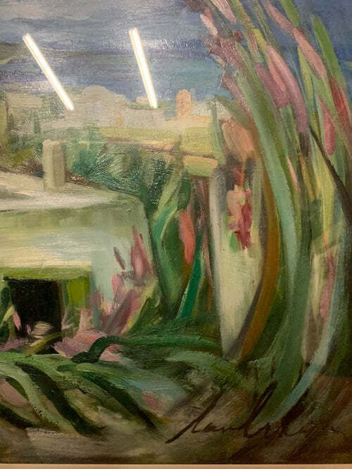 Oil Painting On Canvas Of Landscape By Lamberto Lamberti From The 1950s photo for sale