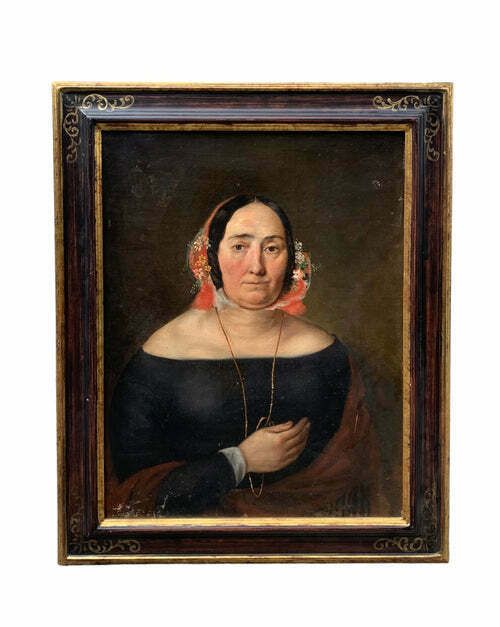 Oil Painting On Canvas Of A Portrait Of A Lady From 1800