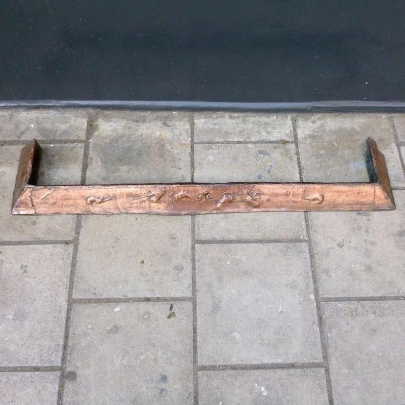 Antique Art Nouveau Copper Fireplace Fender