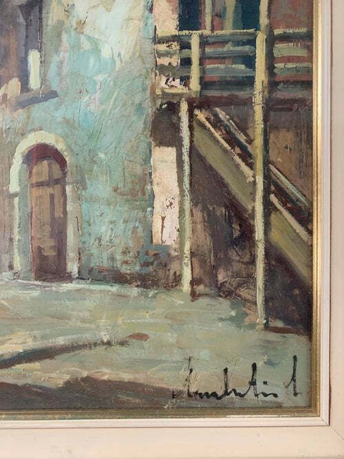 Oil Painting On Canvas By Lamberto Lamberti, 1950s photo for sale