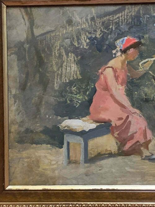 Oil Painting On Canvas By Attilio Melo, 1950s photo furniture
