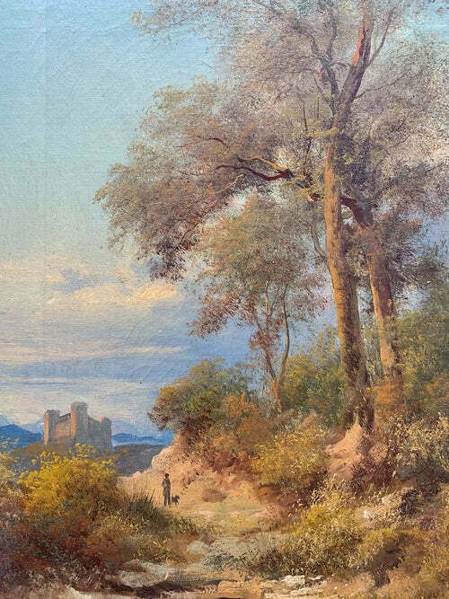 Oil Painting On Canvas Of Autumn Landscape By Henry Markò, Early Twentieth Century photo furniture