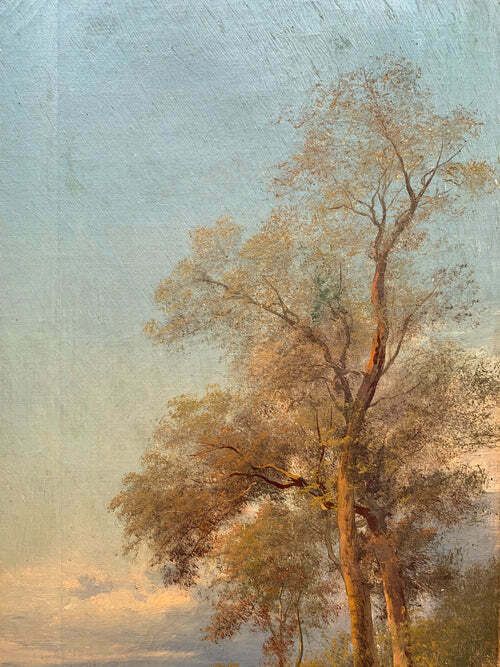 Oil Painting On Canvas Of Autumn Landscape By Henry Markò, Early Twentieth Century photo Art