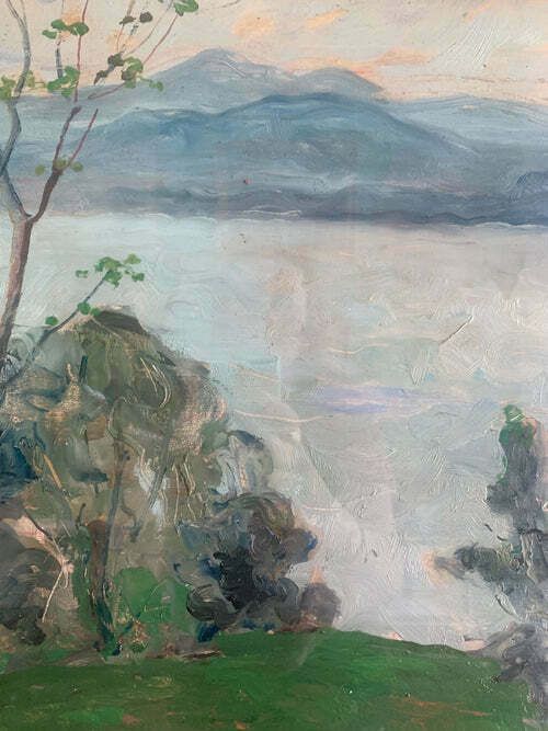Oil Painting On Canvas Of Landscape By Giovanni Sirombo, 1920s photo buy