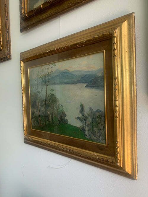 photo furniture Oil Painting On Canvas Of Landscape By Giovanni Sirombo, 1920s