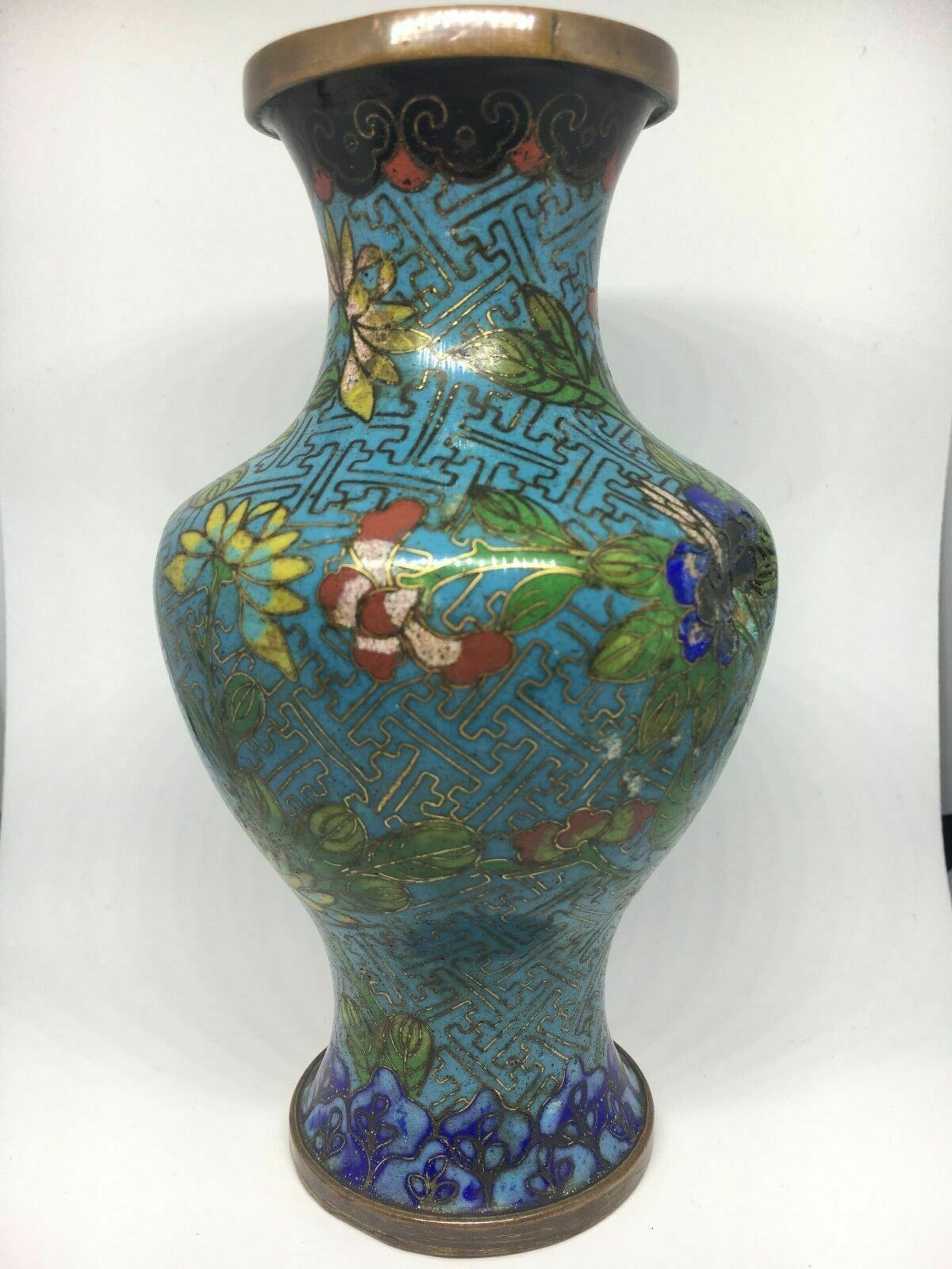 Antique Chinese Copper/Bronze Cloisonne Vase    Circa 1900, Late Qing Dynasty Or