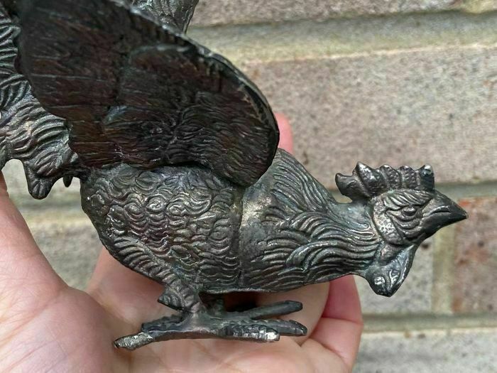 A Pair Of Silver Plated Bronze Fighting Cockerels, France, Early 20th Century photo vinterior