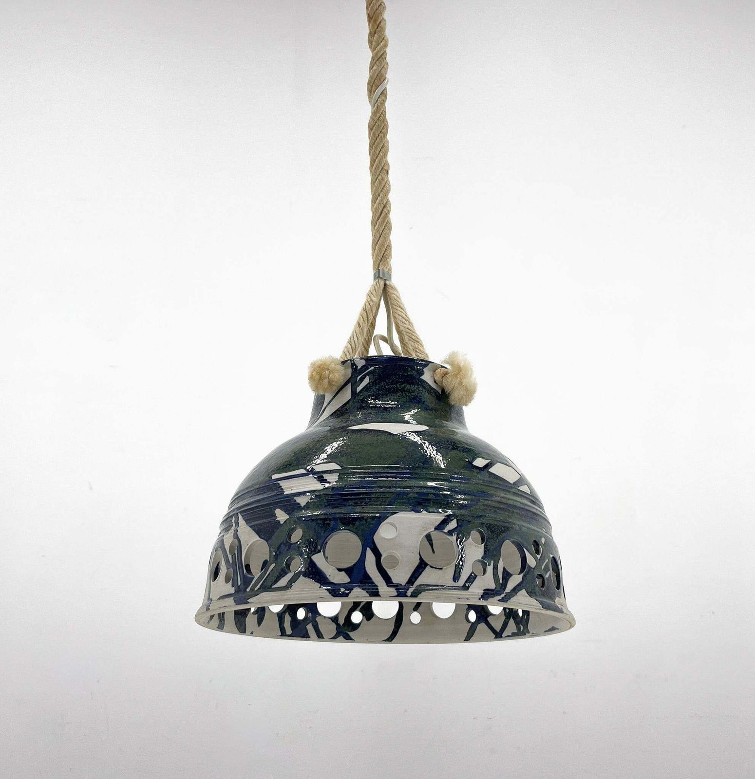 Keramieken hanglamp aan touw, Denemarken, jaren 1970 photo furniture