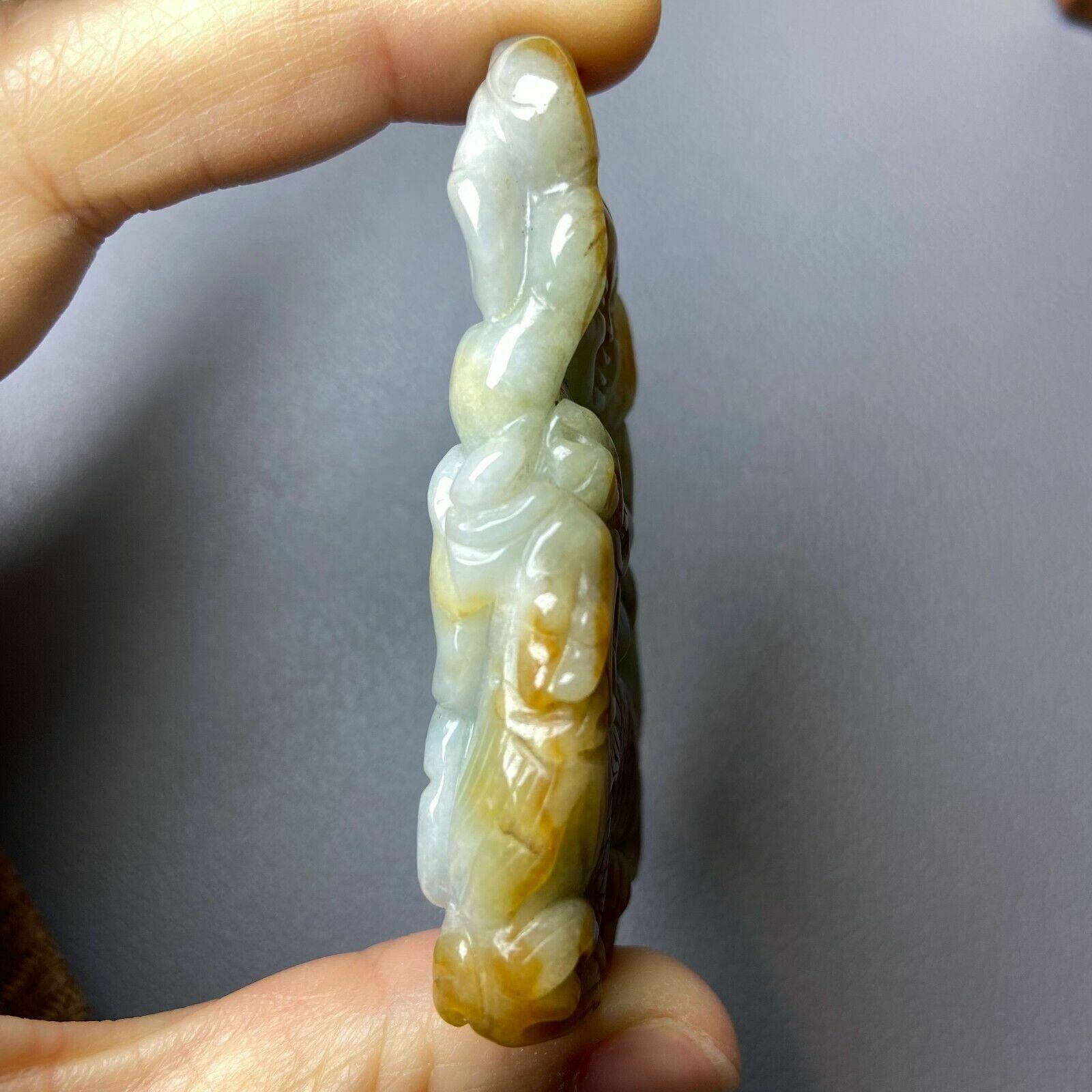 Antique Chinese Grade A Yellow Green Jadeite Jade Pendant Figure Carved Baby And photo vintage