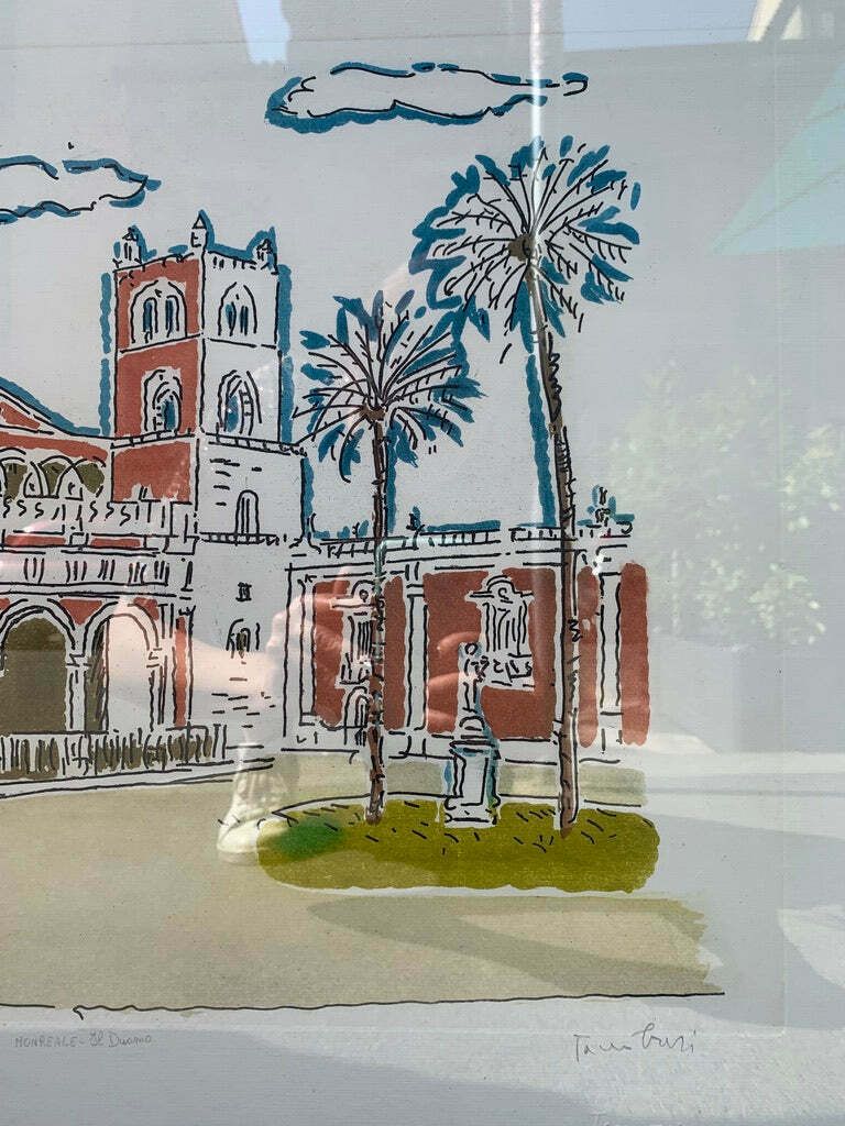 Lithograph "The Cathedral Of Monreale" By Orfeo Tamburi, 1970s photo for sale