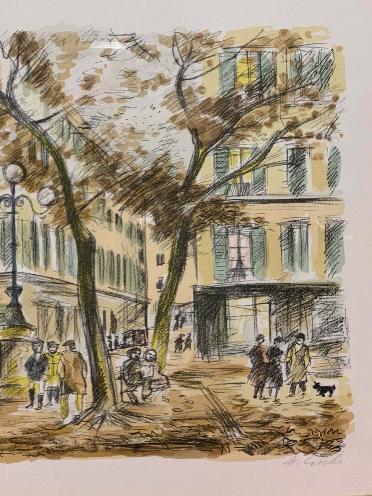 Lithograph Of City Landscape By Michele Cascella, 1950s photo for sale