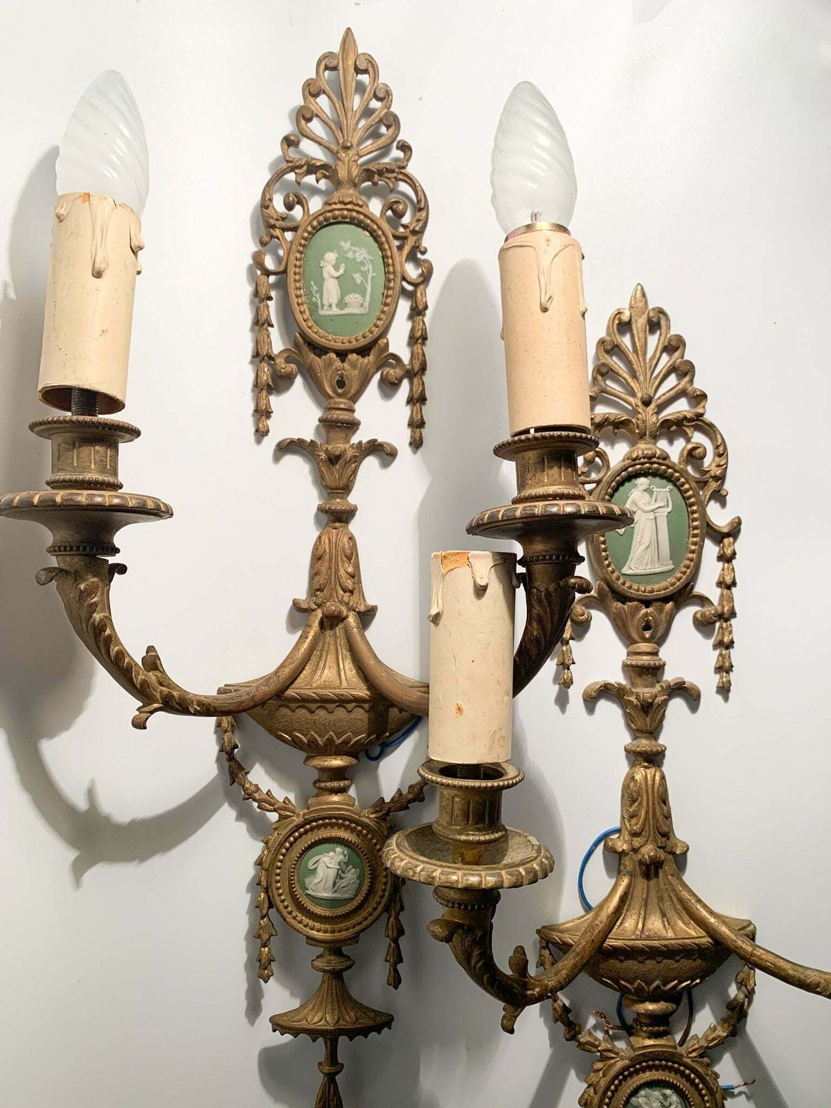 Pair Of Bronze And Cameo Appliques From The 19th Century photo for sale