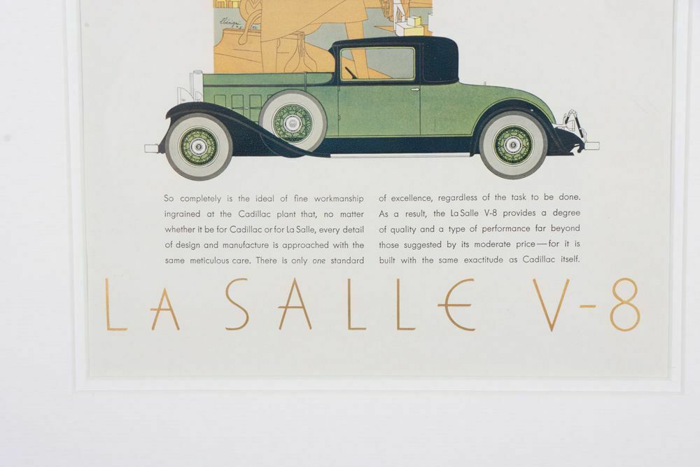 American Art Deco Coloured Cadillac La Salle V 8 Print C.1930 photo furniture