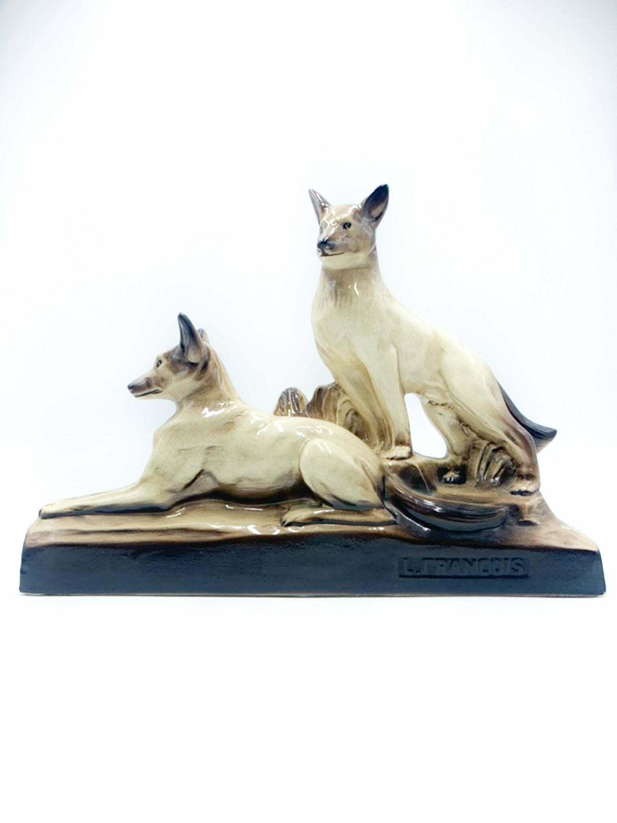Ceramic Sculpture Of A Pair Of Dogs By Louis Francois Laurin From 1800