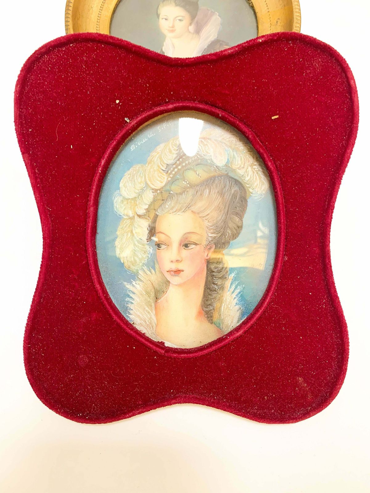 Pair Of Retouched Miniatures Depicting Ladies, Created In The 60's photo furniture