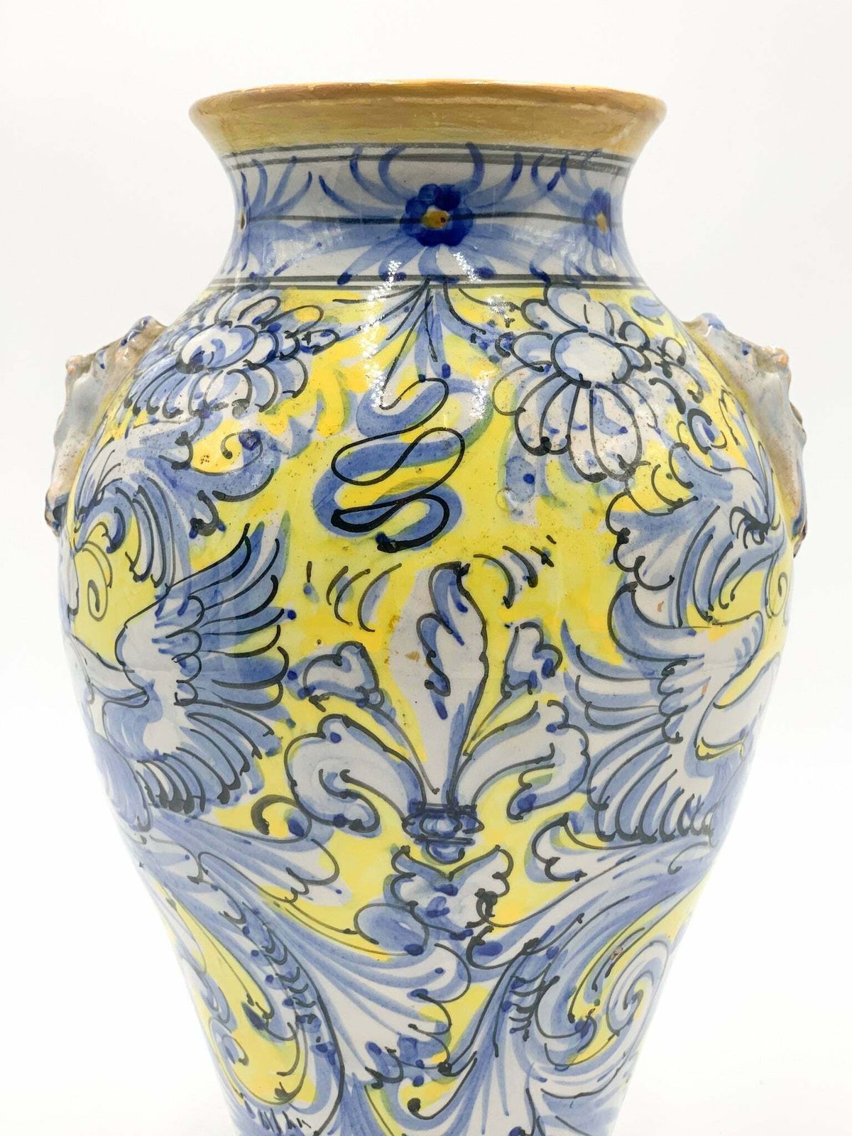 Blue And Yellow Italian Ceramic Vase From The 1940s photo furniture