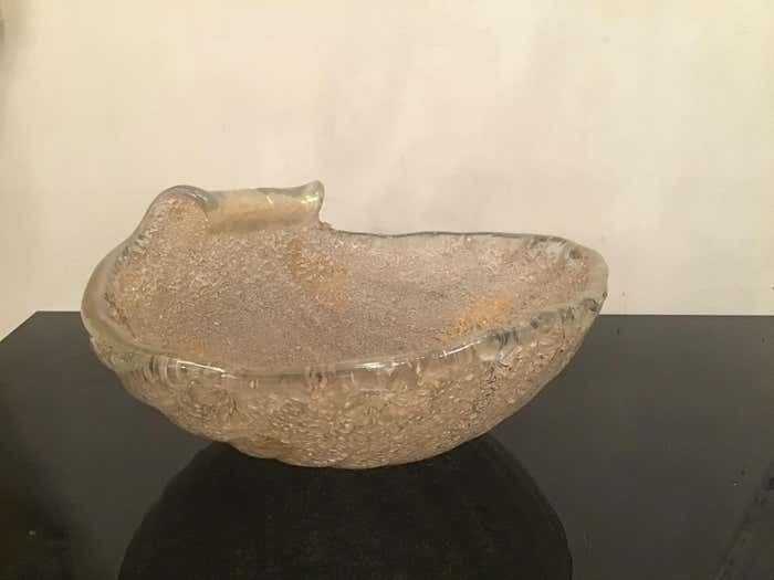 1511.0 Seguso Centerpiece Iridescent Rugiada Murano Glass, 1950, Italy photo