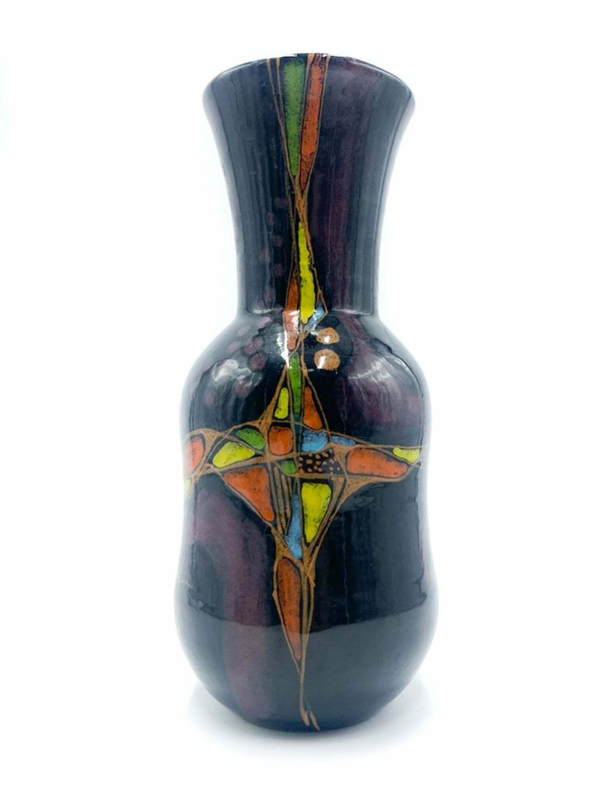 Hand Painted Purple Ceramic Vase By Verzolini From The 1970s photo furniture