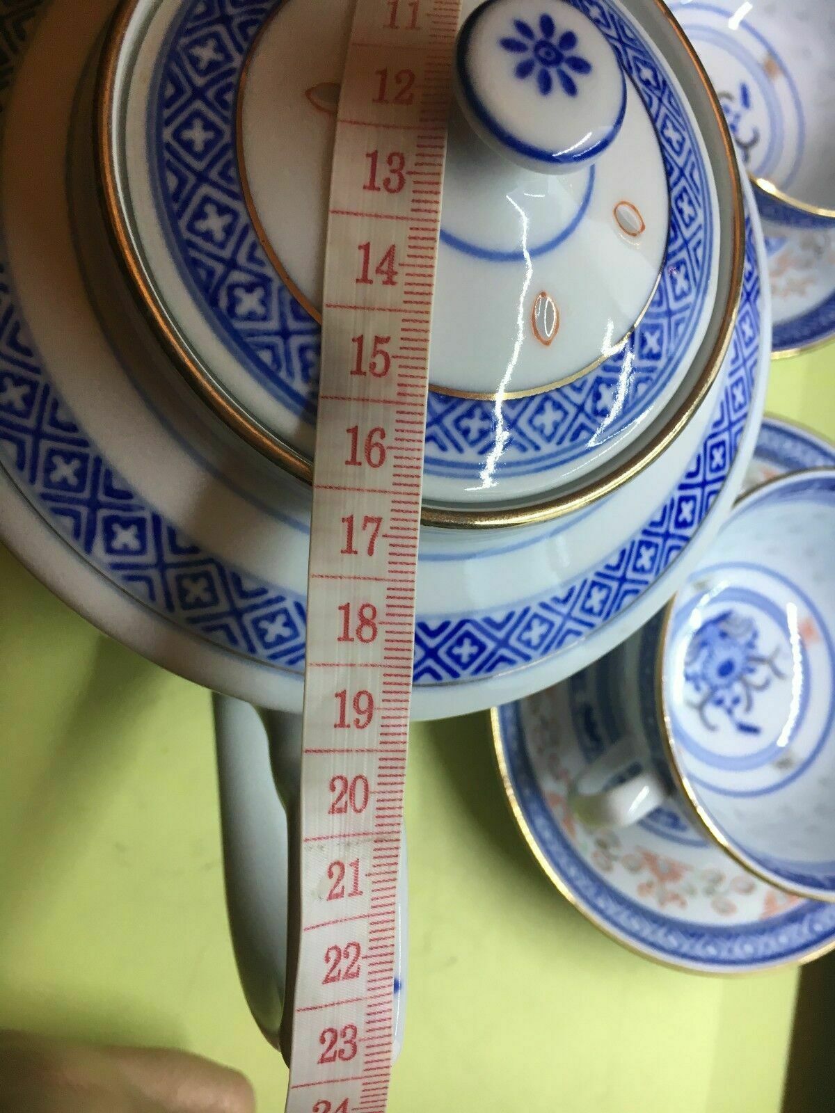 photo for sale Vintage Chinese Flower And Rice Pattern Tea/Coffee Cup Set