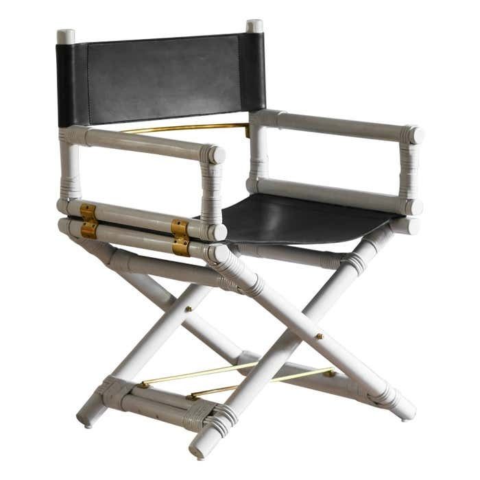 Lyda Levi Mcguire Director's Chair In Wood And Leather With Brass Details, 1970