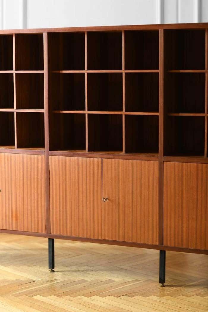 Wooden Credenza With Modular Shelves And Doors, Italy 1960 photo 3800.0