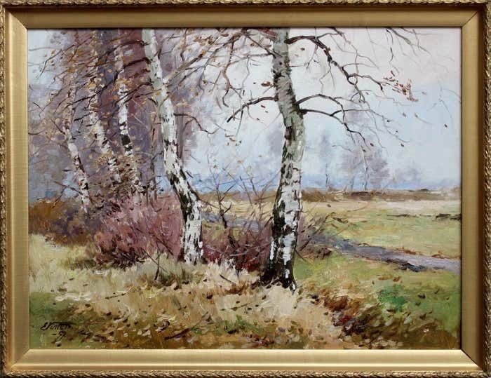 Edgars Vinters Birches. 1957, Oil On Cardboard, 45x60 Cm photo furniture