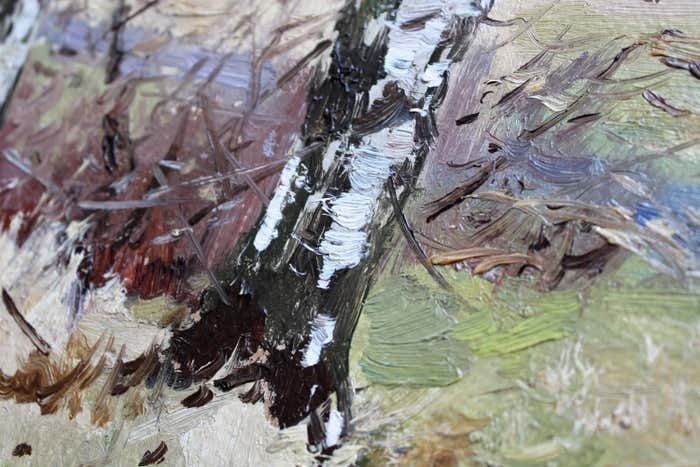 photo furniture Edgars Vinters Birches. 1957, Oil On Cardboard, 45x60 Cm