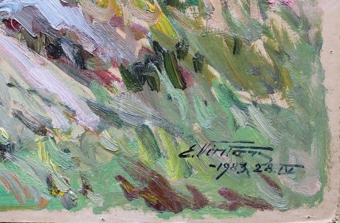 Edgars Vinters Boulders Near The Field. 1983, Cardboard, Oil, 68x94 Cm photo for sale