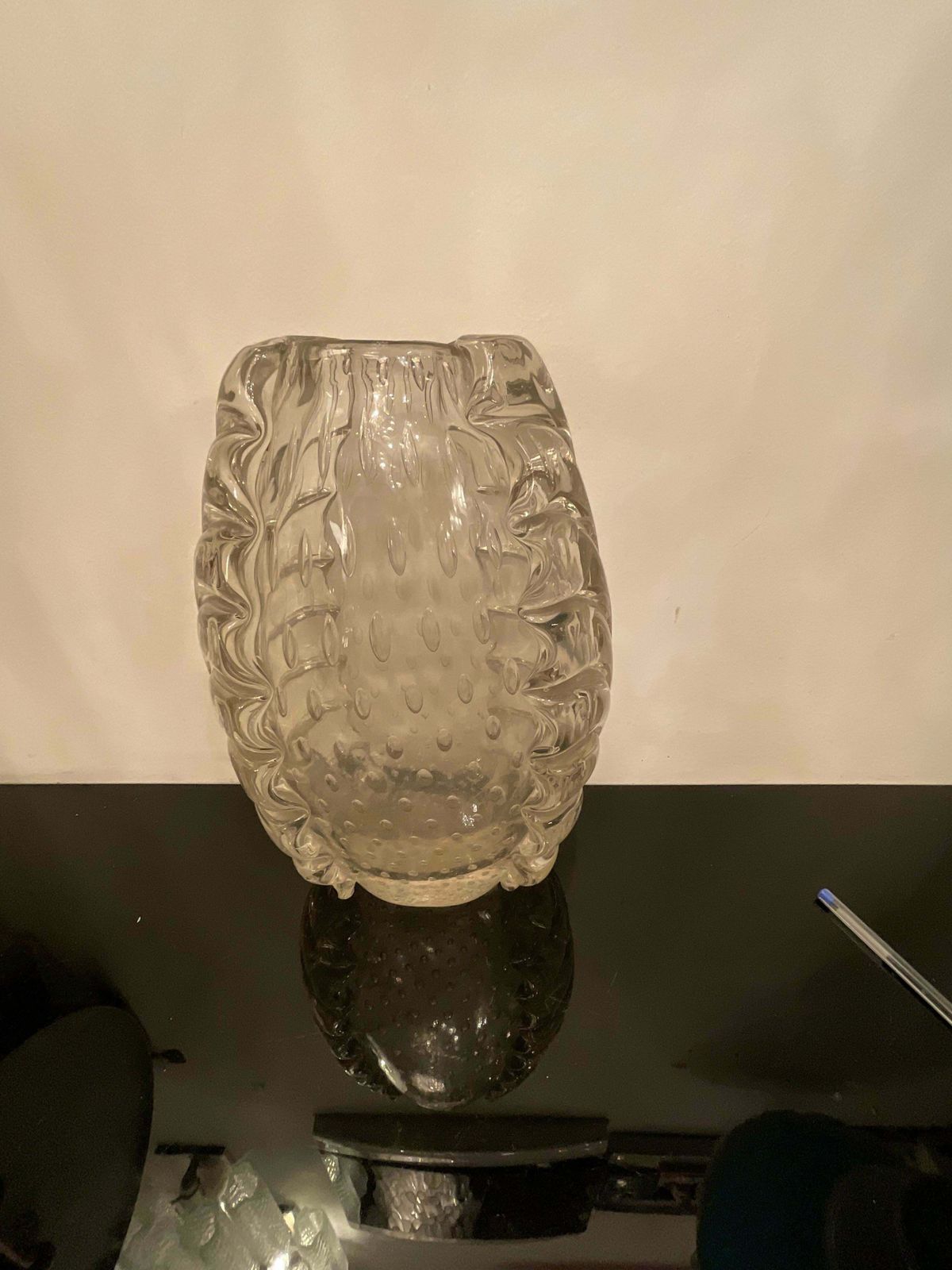 Barovier & Toso   Heavy Murano Glass Vase With Air Bubbles From The 1940s. photo for sale