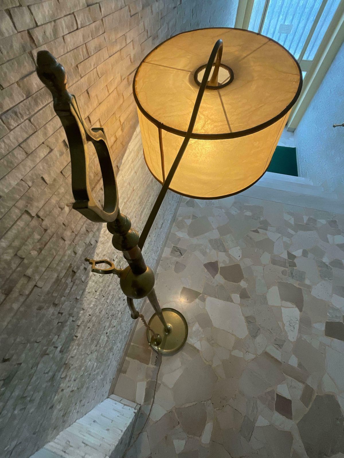 Stilnovo   Floor Lamp   Brass And Faux Parchment   1950s photo 1956.0