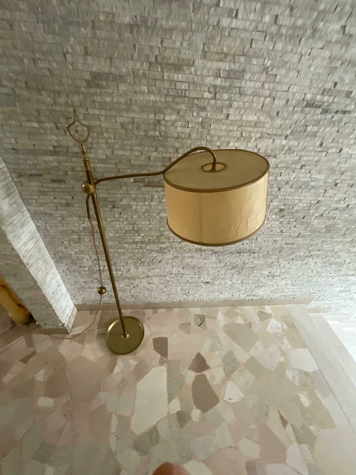 Lighting Stilnovo   Floor Lamp   Brass And Faux Parchment   1950s photo