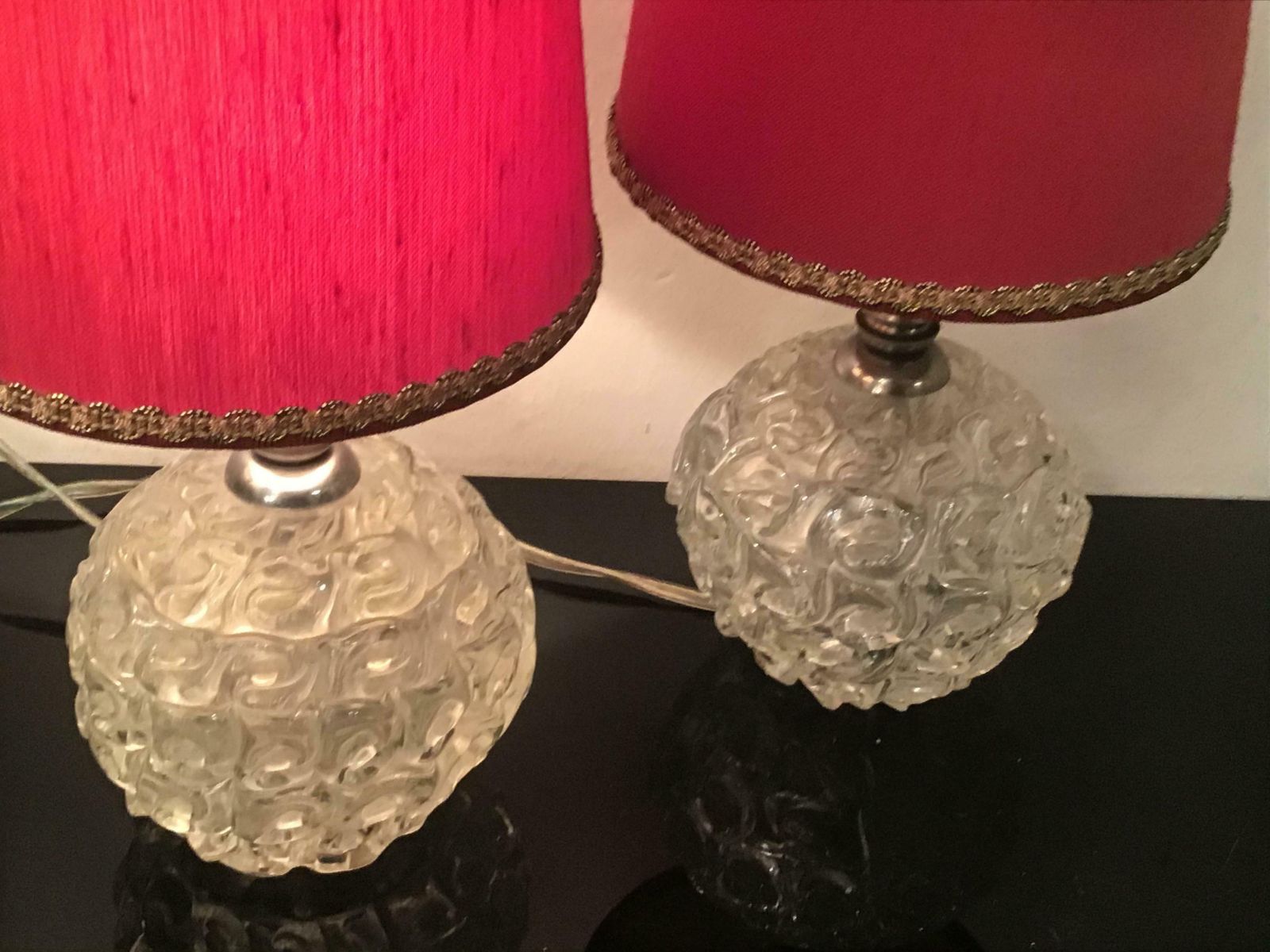 Seguso Table Lamps Murano Glass Metal Crome Lampshade 1940 Italy photo buy