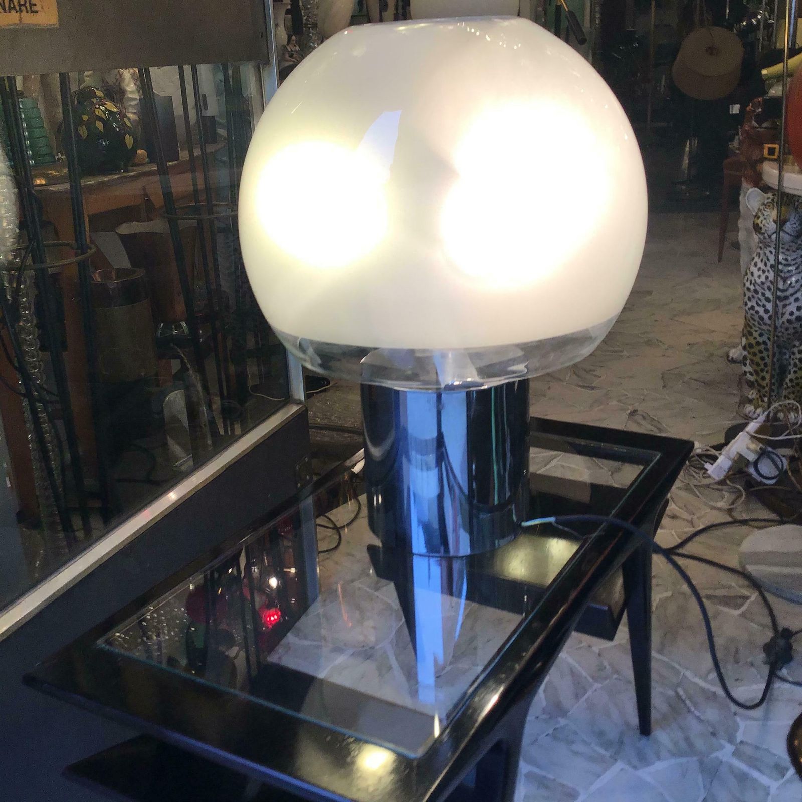 Azucena “Porcino” Luigi Caccia Dominioni 1966, Crome Plated Brass Blown Glass It photo Lighting