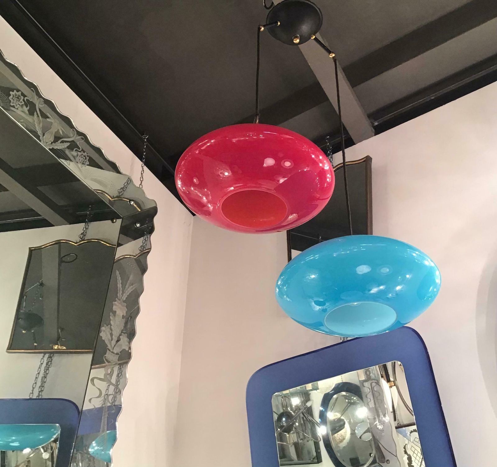 Vistosi Murano Glass Ottone Chandelier 1955 Italy photo Lighting