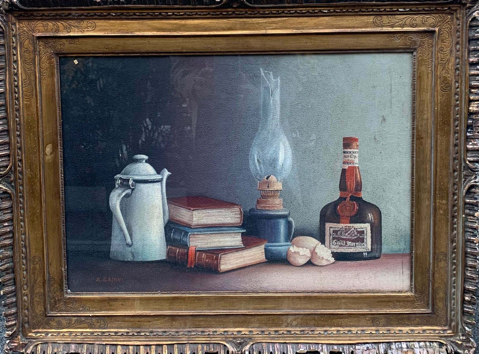 Still Life Painting By Attilio Gaioni, 1950s photo furniture