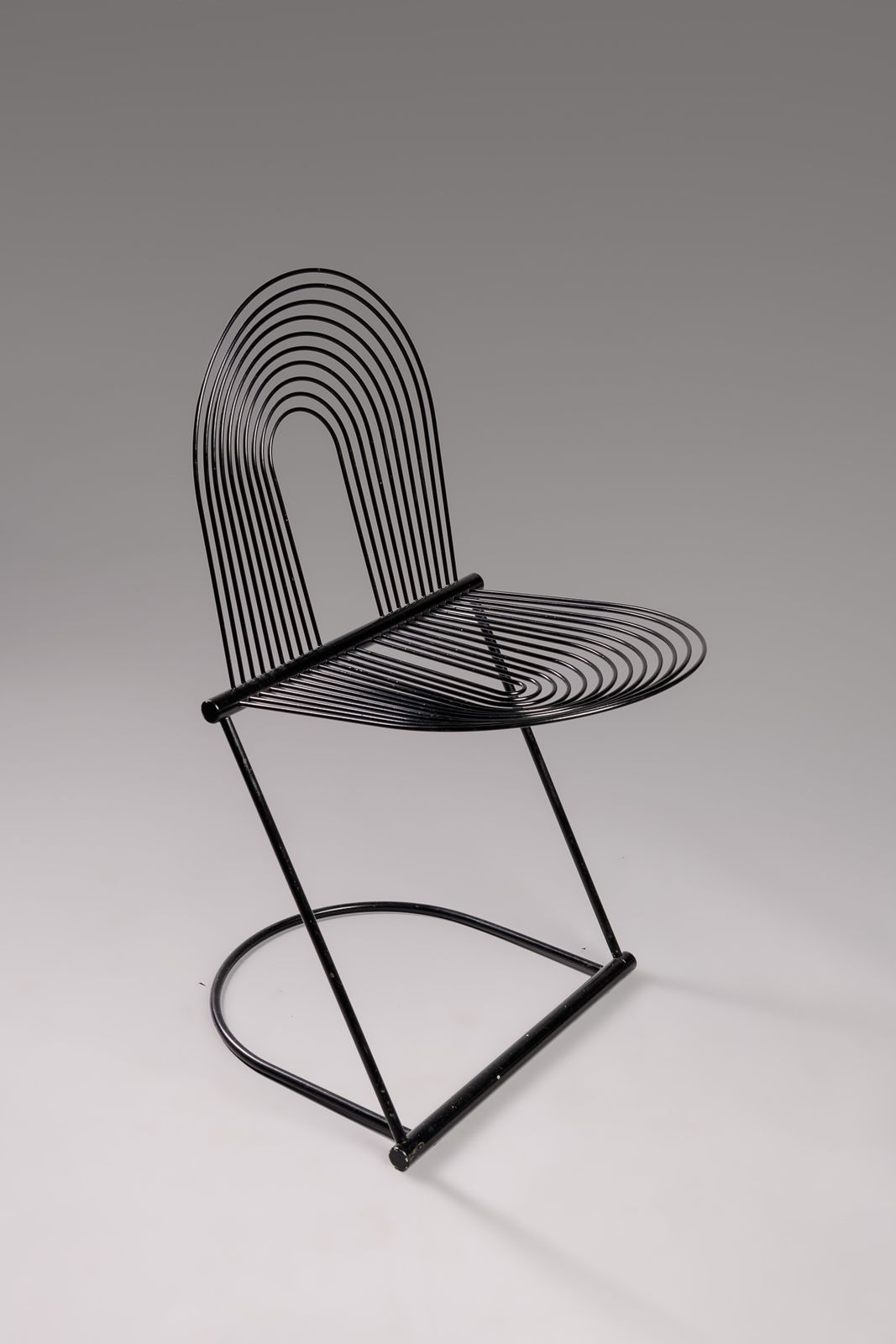 Herbert Ohl For Rosenthal Studio Linie Einrichtung, ‘Swing’ Chair In Black Painted Spring Steel, Germany, 1982