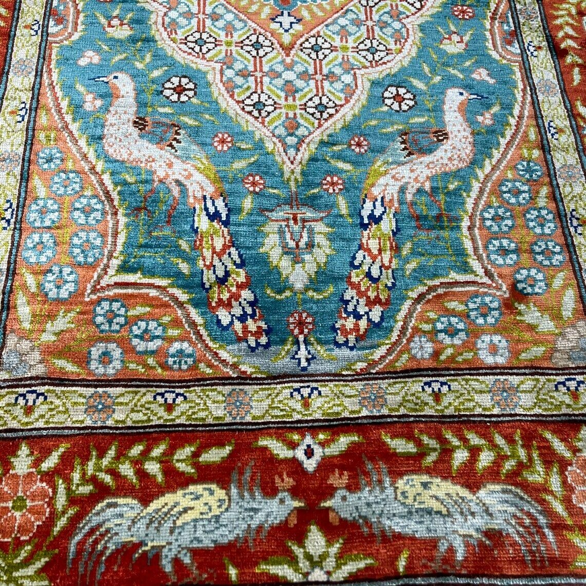 1960s Turkish Hereke Silk Rug , 78 X 52 Cm photo for sale