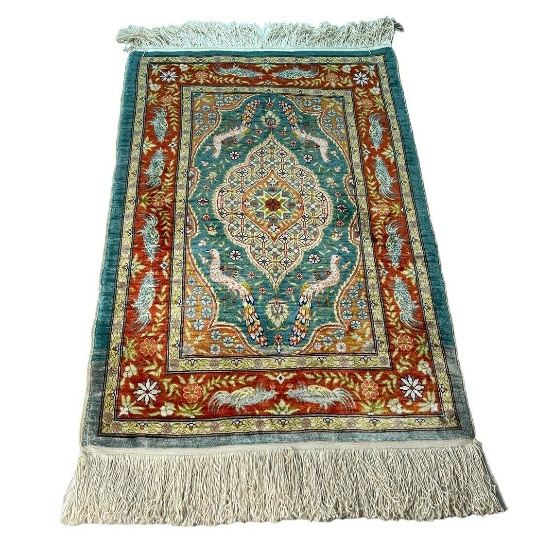 1960s Turkish Hereke Silk Rug , 78 X 52 Cm photo vintage