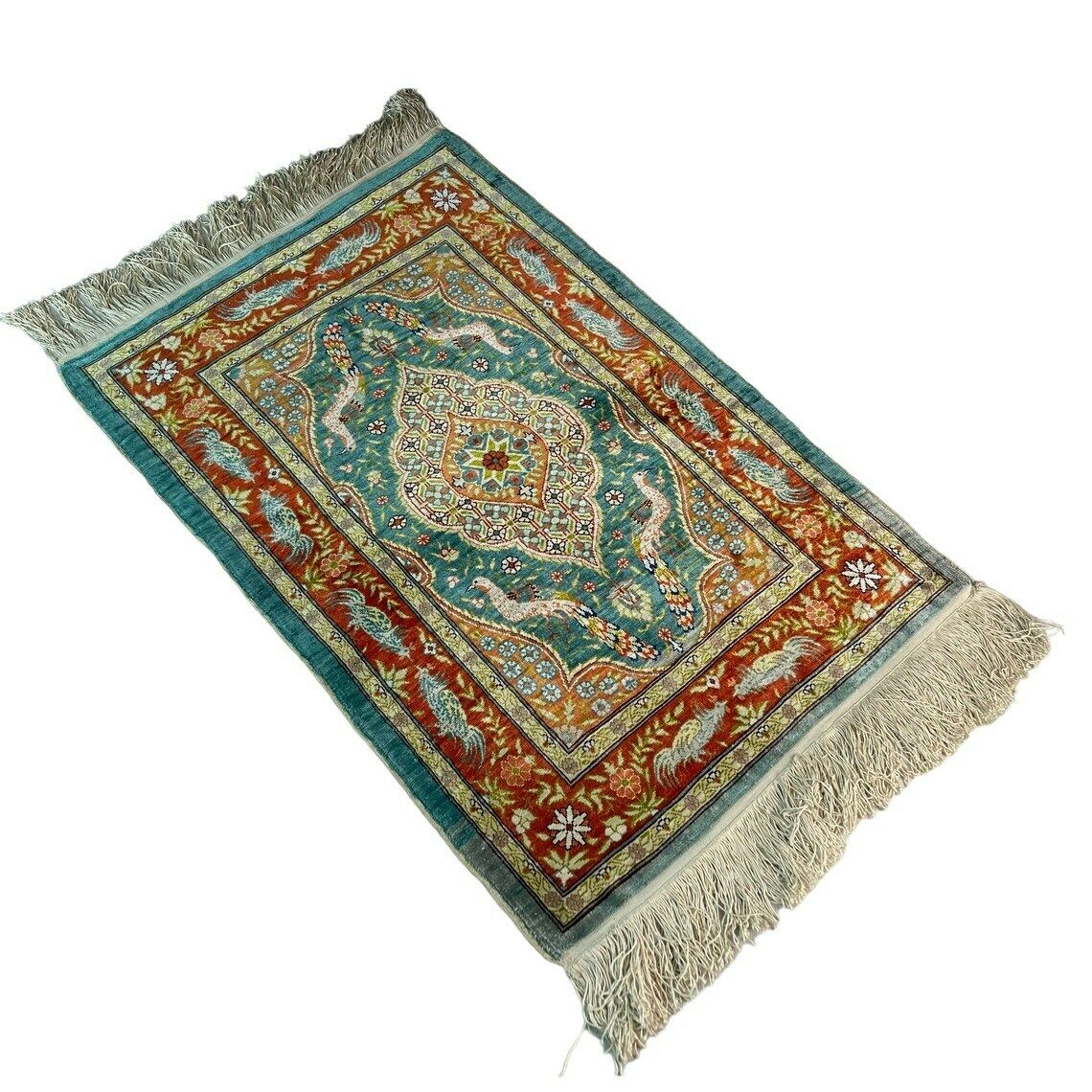 photo for sale 1960s Turkish Hereke Silk Rug , 78 X 52 Cm