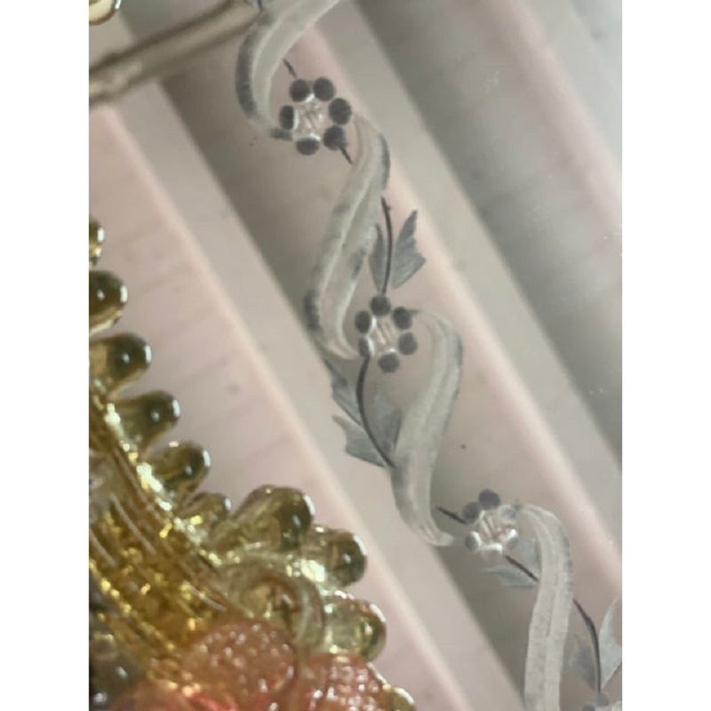 2000s Venetian Oval Gold And Pink Floreal Hand Carving Mirror In Murano Glass Style photo buy