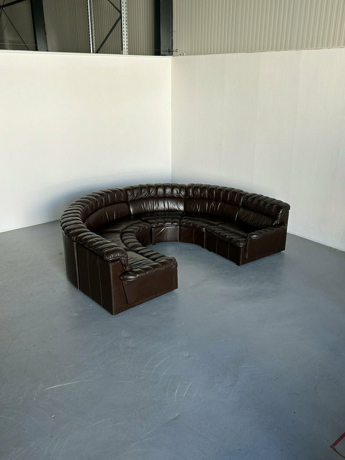 Mid Century Modern Leather Sectional Snake Sofa In The Style Of De Sede Ds 600 Non Stop, 1970s West Germany Modular Seating Set