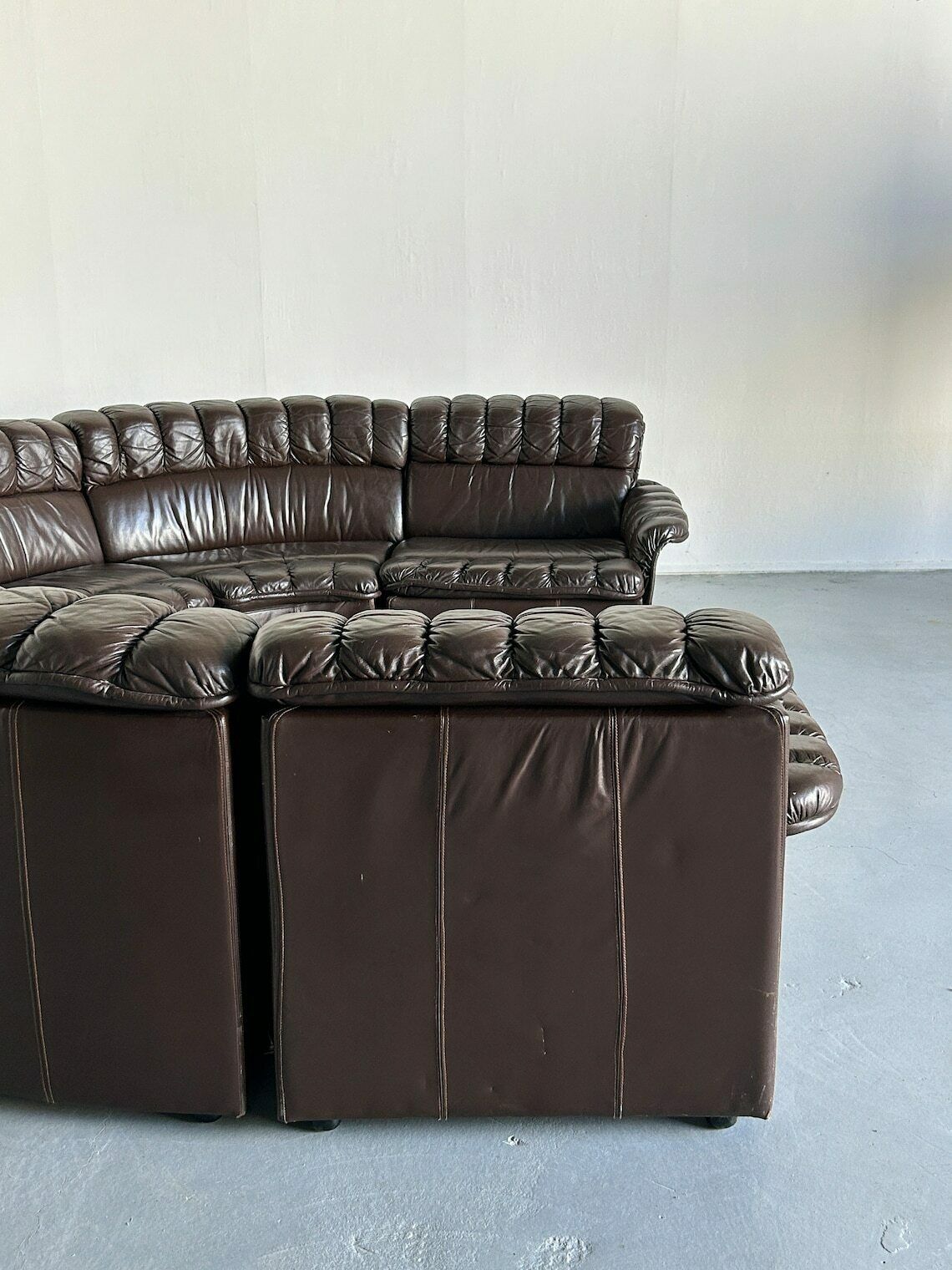Mid Century Modern Leather Sectional Snake Sofa In The Style Of De Sede Ds 600 Non Stop, 1970s West Germany Modular Seating Set photo buy