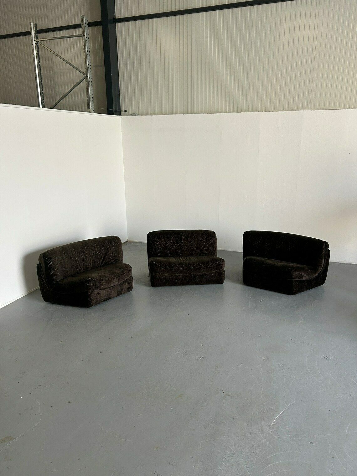 Vintage Mid Century Modern Curved Modular Sofa In Style Of Vladimir Kagan, Attributed To Wittmann, Austria / 1970s Sectional Serpentine Sofa photo Furniture