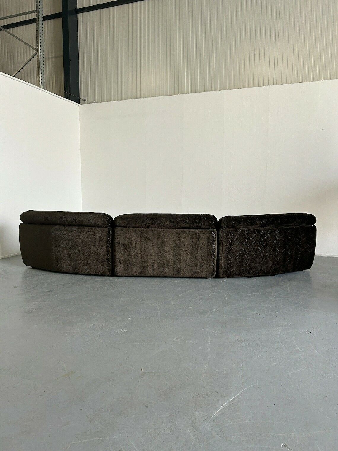 Vintage Mid Century Modern Curved Modular Sofa In Style Of Vladimir Kagan, Attributed To Wittmann, Austria / 1970s Sectional Serpentine Sofa photo 4091.0