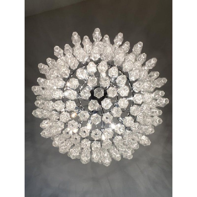 Contemporary Large Clear "Poliedri" Murano Glass Chandelier photo Lighting