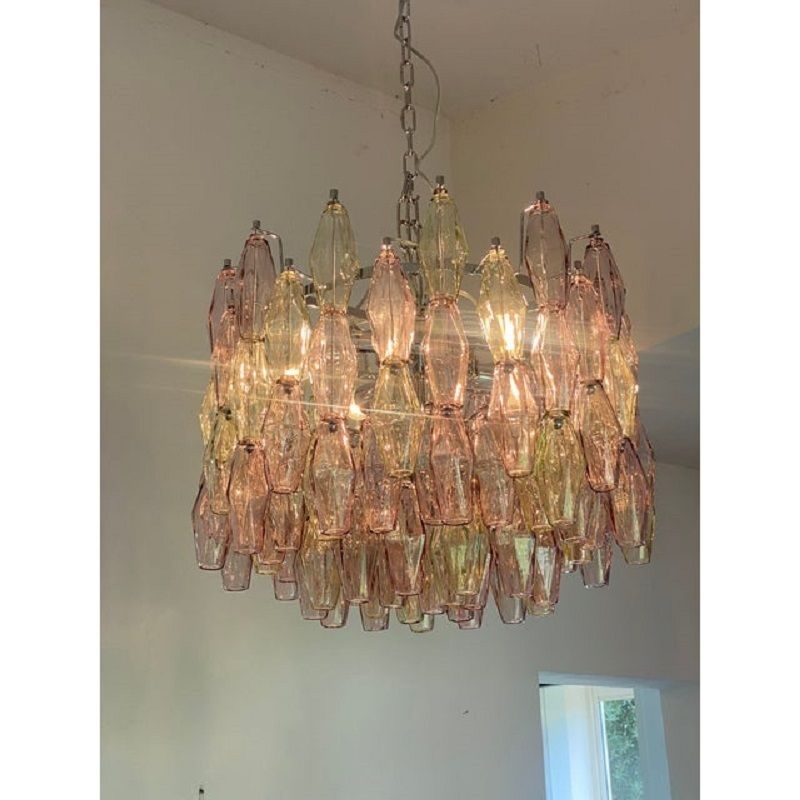 Contemporary Multicolor "Poliedri" Murano Glass Chandelier In Venini Style photo buy