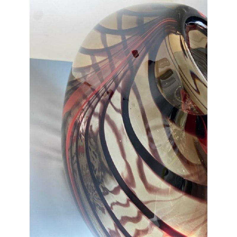 Abstract Vase In Fumè Murano Glass And Red Reeds photo 6200.0
