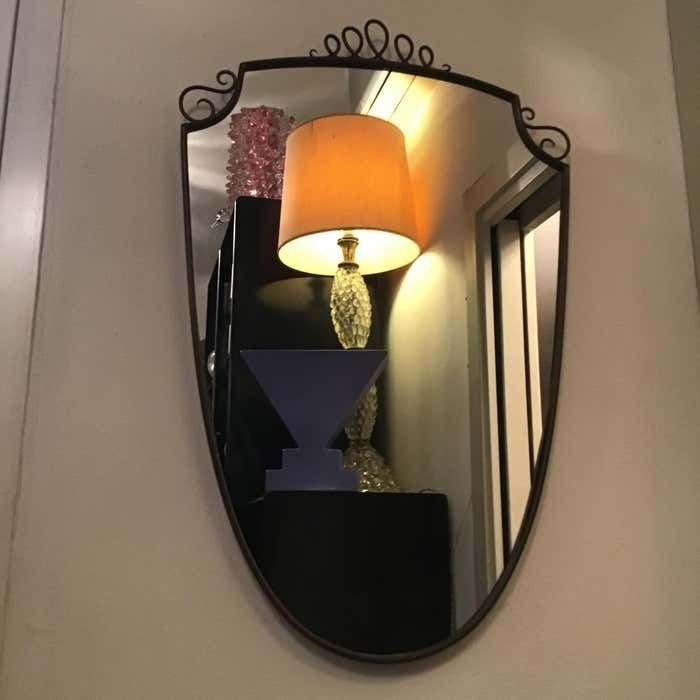 Home Decor Gio' Ponti Mirror Brass Wood Glass 1950 Italy photo