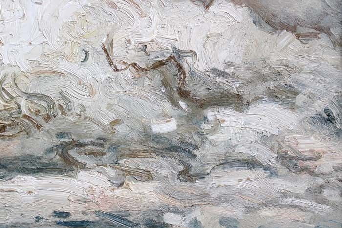 Clouds Over The Sea 1974 Cardboard Oil photo for sale
